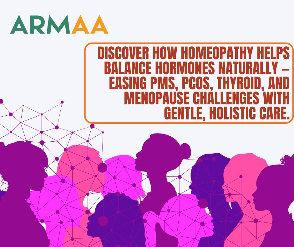 Homeopathy hormonal balance in women — natural support for PMS, PCOS, thyroid imbalance, and menopause.